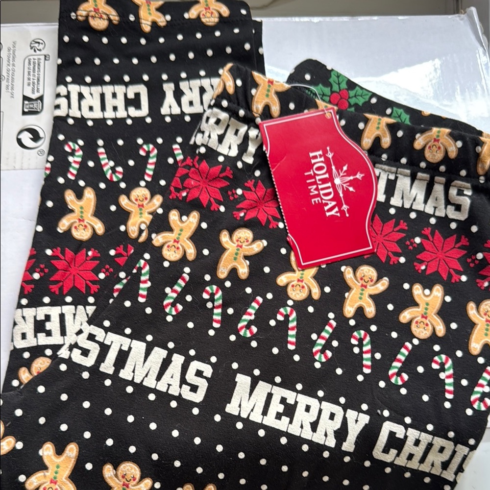 Holiday Time Black Christmas Leggings with Festive Prints
